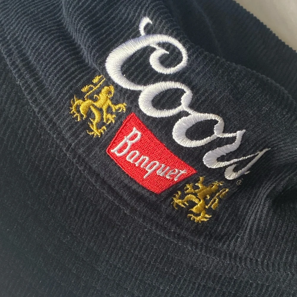 Coors Banquet Corduroy Bucket Hat Vintage Beer Boonie Cap One Size Navy Blue - Picture 3 of 7